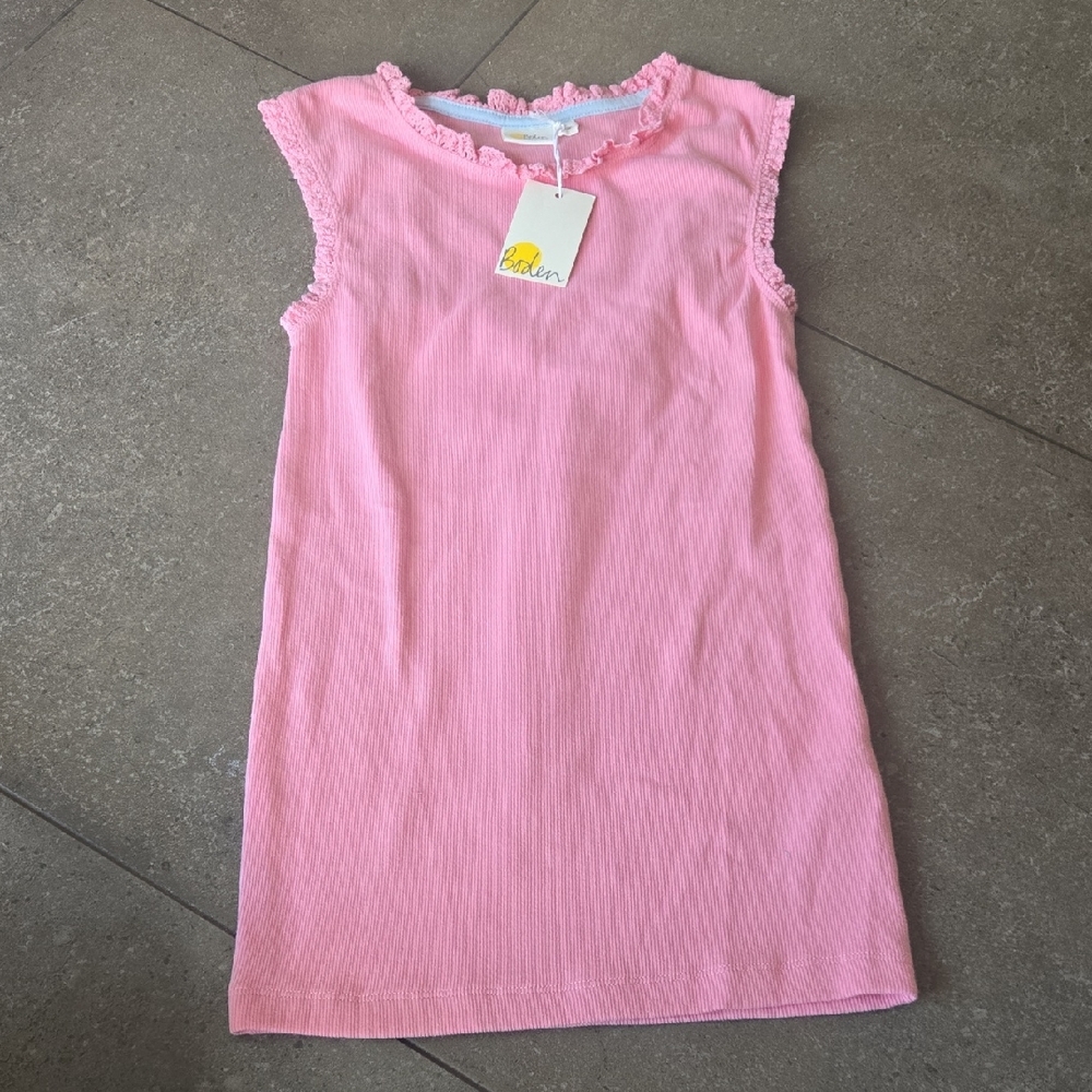 Boden Pink Ruffle Trim Kids Dress